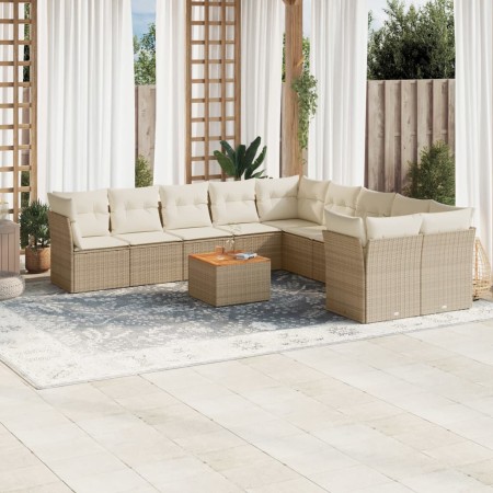 11-teiliges Gartensofa-Set mit beigen synthetischen Rattankissen von , Gartensets - Ref: Foro24-3256184, Preis: 738,20 €, Rab...