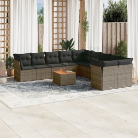 11-piece garden sofa set and gray synthetic rattan cushions by , Garden sets - Ref: Foro24-3256186, Price: 645,99 €, Discount: %