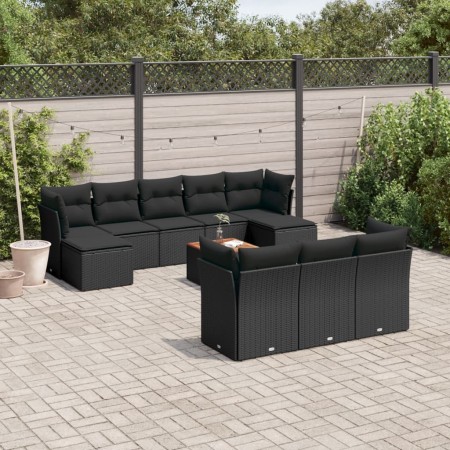 11-piece garden sofa set and black synthetic rattan cushions by , Garden sets - Ref: Foro24-3256209, Price: 711,66 €, Discoun...