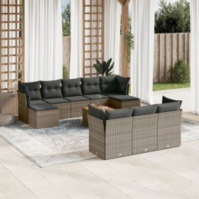 11-piece garden sofa set and gray synthetic rattan cushions by , Garden sets - Ref: Foro24-3256214, Price: 635,96 €, Discount: %