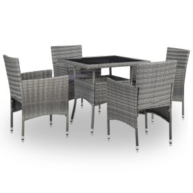 Muebles de jardín 5 piezas ratán sintético y vidrio gris de vidaXL, Conjuntos de jardín - Ref: Foro24-46174, Precio: 424,99 €...