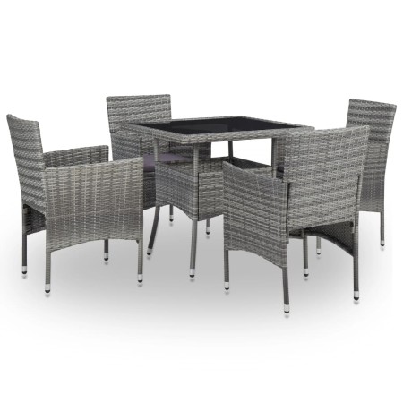 Muebles de jardín 5 piezas ratán sintético y vidrio gris de vidaXL, Conjuntos de jardín - Ref: Foro24-46174, Precio: 424,71 €...