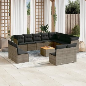 Gartensofa-Set mit Kissen, 13-teilig, graues synthetisches Rattan von , Gartensets - Ref: Foro24-3256263, Preis: 785,99 €, Ra...