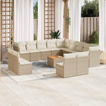 14-teiliges Gartensofa-Set mit beigen synthetischen Rattankissen von , Gartensets - Ref: Foro24-3256268, Preis: 1,00 €, Rabat...