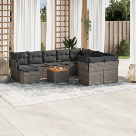 11-piece garden sofa set and gray synthetic rattan cushions by , Garden sets - Ref: Foro24-3256305, Price: 680,49 €, Discount: %