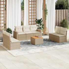 Gartensofa-Set mit beigen Kissen 8 Stück PE-Rattan von , Gartensets - Ref: Foro24-3256408, Preis: 555,05 €, Rabatt: %