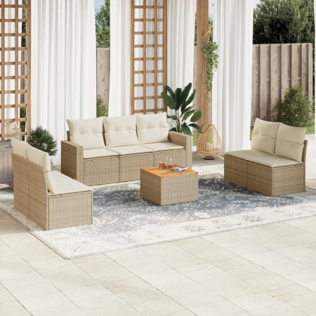 Garden sofa set with beige cushions 8 pcs PE rattan by , Garden sets - Ref: Foro24-3256408, Price: 555,99 €, Discount: %