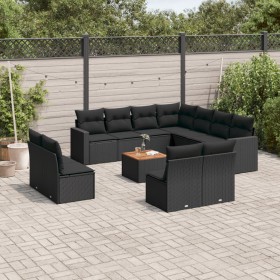 Gartensofa-Set 12-teilig mit schwarzen synthetischen Rattankissen von , Gartensets - Ref: Foro24-3256510, Preis: 754,08 €, Ra...