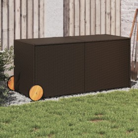 Garden storage box with wheels brown PE rattan 283L by , Outdoor storage boxes - Ref: Foro24-365317, Price: 122,34 €, Discoun...