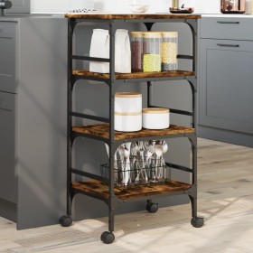 Smoked oak engineered wood kitchen cart 45x35x89.5 cm by , Kitchen and dining carts - Ref: Foro24-842328, Price: 61,25 €, Dis...