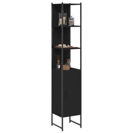 Black engineered wood bathroom cabinet 33x33x185.5 cm by , Dressing tables - Ref: Foro24-842471, Price: 100,20 €, Discount: %