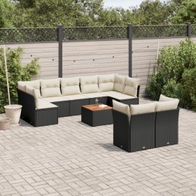 Gartensofa-Set 10-teilig mit schwarzen synthetischen Rattankissen von , Gartensets - Ref: Foro24-3223809, Preis: 603,16 €, Ra...