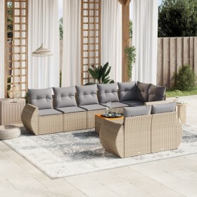 9-teiliges Gartensofa-Set mit beigen synthetischen Rattankissen von , Gartensets - Ref: Foro24-3257424, Preis: 709,21 €, Raba...