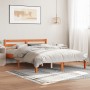 Solid wax brown pine wood bed frame 140x190 cm by , Beds and slatted bases - Ref: Foro24-844141, Price: 74,02 €, Discount: %