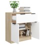 Aparador madera contrachapada blanco y roble Sonoma 60x30x70 cm de , Aparadores - Ref: Foro24-811093, Precio: 94,80 €, Descue...