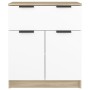 Aparador madera contrachapada blanco y roble Sonoma 60x30x70 cm de , Aparadores - Ref: Foro24-811093, Precio: 94,80 €, Descue...