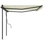 Toldo retráctil manual con postes color crema 4,5x3 m de , Toldos - Ref: Foro24-3070157, Precio: 482,91 €, Descuento: %