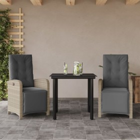 Gartenstühle und Tisch, 3 Stück, synthetisches Rattan, graue Kissen von , Gartensets - Ref: Foro24-3212605, Preis: 366,99 €, ...