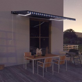 Awning with LED and wind sensor blue and white 500x300 cm by , Awnings - Ref: Foro24-3051283, Price: 608,39 €, Discount: %