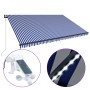 Awning with LED and wind sensor blue and white 500x300 cm by , Awnings - Ref: Foro24-3051283, Price: 571,45 €, Discount: %