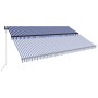 Awning with LED and wind sensor blue and white 500x300 cm by , Awnings - Ref: Foro24-3051283, Price: 571,45 €, Discount: %