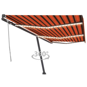 Toldo manual retráctil con luz LED naranja y marrón 600x300 cm de , Toldos - Ref: Foro24-3069805, Precio: 702,71 €, Descuento: %