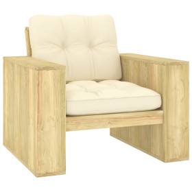 Silla de jardín y cojines crema madera pino impregnada de , Sillas de jardín - Ref: Foro24-3065743, Precio: 161,97 €, Descuen...