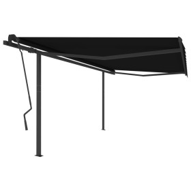 Manual retractable awning with anthracite gray poles 4.5x3.5 m by , Awnings - Ref: Foro24-3070239, Price: 606,36 €, Discount: %