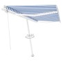 Toldo automático LED sensor de viento azul y blanco 400x350 cm de , Toldos - Ref: Foro24-3069631, Precio: 784,43 €, Descuento: %