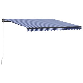 Blue and white retractable manual awning 450x300 cm by , Awnings - Ref: Foro24-3055194, Price: 297,32 €, Discount: %