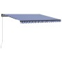 Blue and white retractable manual awning 450x300 cm by , Awnings - Ref: Foro24-3055194, Price: 292,25 €, Discount: %