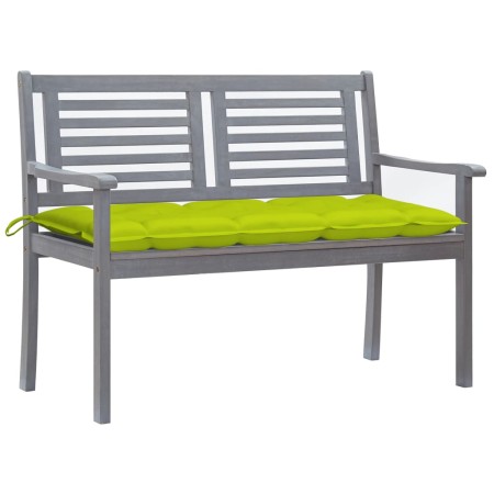 Banco de jardín 2 plazas madera eucalipto gris y cojín 120 cm de , Bancos de jardín - Ref: Foro24-3061049, Precio: 190,99 €, ...