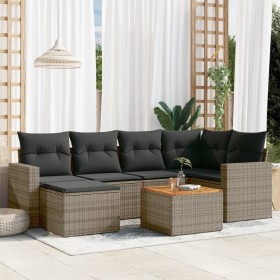 7-teilige Gartensofagarnitur mit grauen PE-Rattankissen von , Modulare Sofas für den Außenbereich - Ref: Foro24-3224226, Prei...