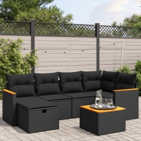 7-teiliges Garten-Essset und schwarze Kissen aus synthetischem Rattan von , Gartensets - Ref: Foro24-3265304, Preis: 407,99 €...