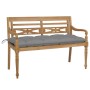 Batavia solid teak bench with gray cushion 120 cm by , garden benches - Ref: Foro24-3062170, Price: 213,99 €, Discount: %