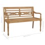 Batavia solid teak bench with gray cushion 120 cm by , garden benches - Ref: Foro24-3062170, Price: 213,99 €, Discount: %