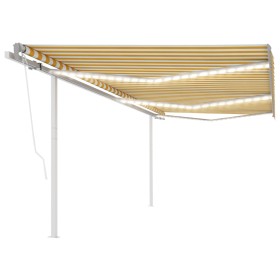 Toldo automático LED sensor de viento amarillo y blanco 6x3 m de , Toldos - Ref: Foro24-3070013, Precio: 929,67 €, Descuento: %