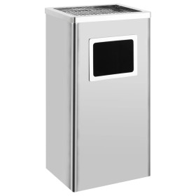 Stainless steel trash can with ashtray 45 L by vidaXL, Garbage cans and trash cans - Ref: Foro24-51092, Price: 86,99 €, Disco...