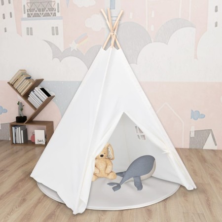 Tienda tipi niños y bolsa piel melocotón blanco 120x120x150cm de , Tiendas y túneles de juego - Ref: Foro24-80271, Precio: 40...