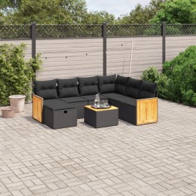 8-teiliges Gartensofa-Set und schwarze synthetische Rattankissen von , Gartensets - Ref: Foro24-3265766, Preis: 488,15 €, Rab...