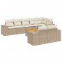 Set de sofás de jardín 9 pzas con cojines ratán sintético beige de , Conjuntos de jardín - Ref: Foro24-3225533, Precio: 759,9...