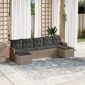 7-piece garden sofa set with gray PE rattan cushions by , Garden sets - Ref: Foro24-3227915, Price: 416,16 €, Discount: %