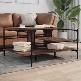 Brown oak engineered wood coffee table 100x100x48.5 cm by , Coffee table - Ref: Foro24-842315, Price: 88,50 €, Discount: %