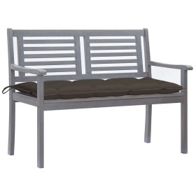 Banco de jardín 2 plazas madera eucalipto gris y cojín 120 cm de , Bancos de jardín - Ref: Foro24-3061046, Precio: 165,99 €, ...