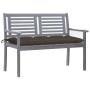 Banco de jardín 2 plazas madera eucalipto gris y cojín 120 cm de , Bancos de jardín - Ref: Foro24-3061046, Precio: 190,94 €, ...