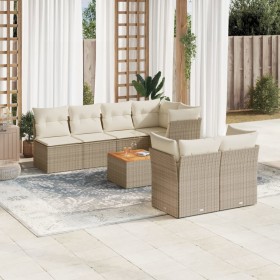 Garden sofa set with beige cushions, 8 pieces, PE rattan. by , Garden sets - Ref: Foro24-3223517, Price: 642,30 €, Discount: %