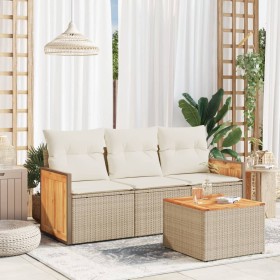 Garden sofa set with 4-piece synthetic rattan beige cushions by , Garden sets - Ref: Foro24-3259846, Price: 304,99 €, Discoun...