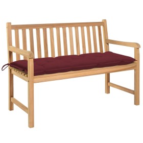 Solid teak wood garden bench with red cushion 120 cm by , garden benches - Ref: Foro24-3062700, Price: 258,99 €, Discount: %