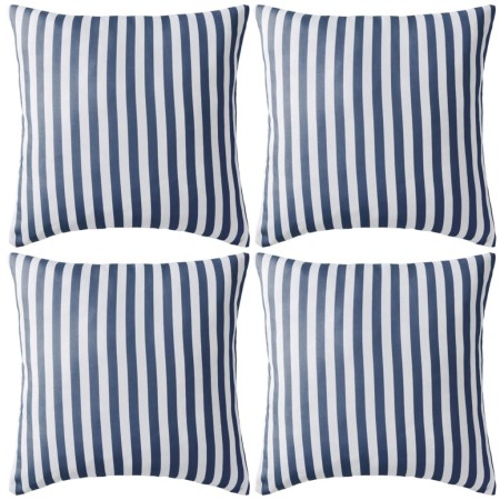 Striped outdoor cushions 45x45 cm navy blue 4 units by , Cushions - Ref: Foro24-132307, Price: 52,99 €, Discount: %