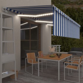 Toldo automático persiana LED sensor de viento azul blanco 6x3m de , Toldos - Ref: Foro24-3069371, Precio: 809,76 €, Descuent...